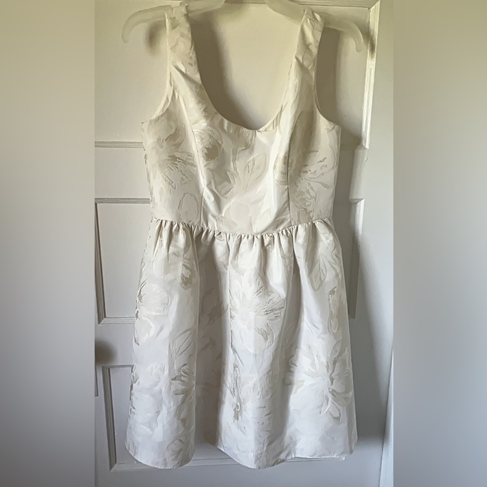 Aqua Ivory & Gold embossed Dress with Pockets